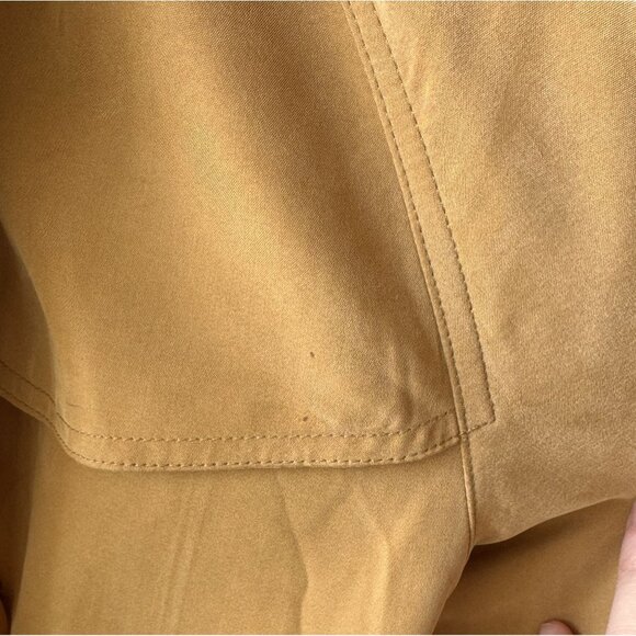 90s Vintage Jones New York Tan Rayon Lined Belted Maxi Trench Coat Size Large - Picture 16 of 17